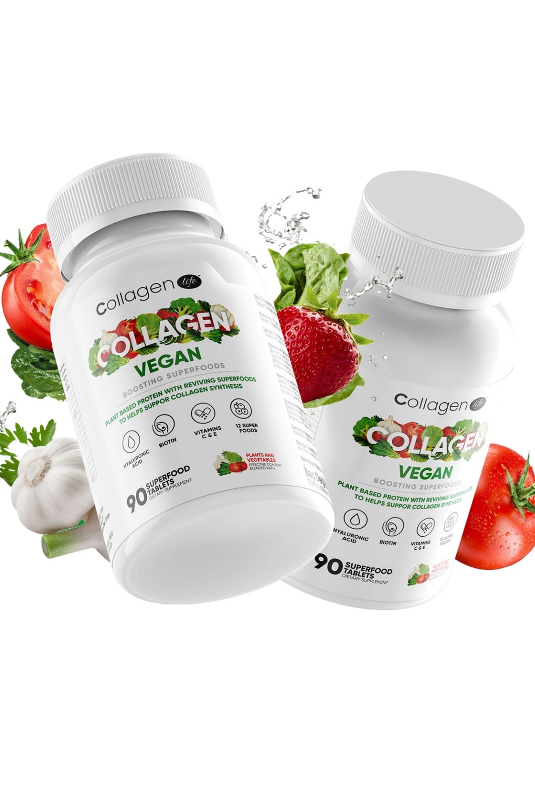 Biotin, Hyaluronıc Acıd ve Bitki Bazlı Protein Tozu ile Vegan Kolajen Desteği 90 Tablet